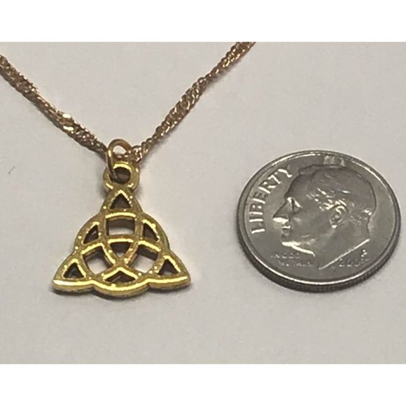 Triquetra Trinity Celtic Knot Charmed Gold Tone - Picture 4 of 7